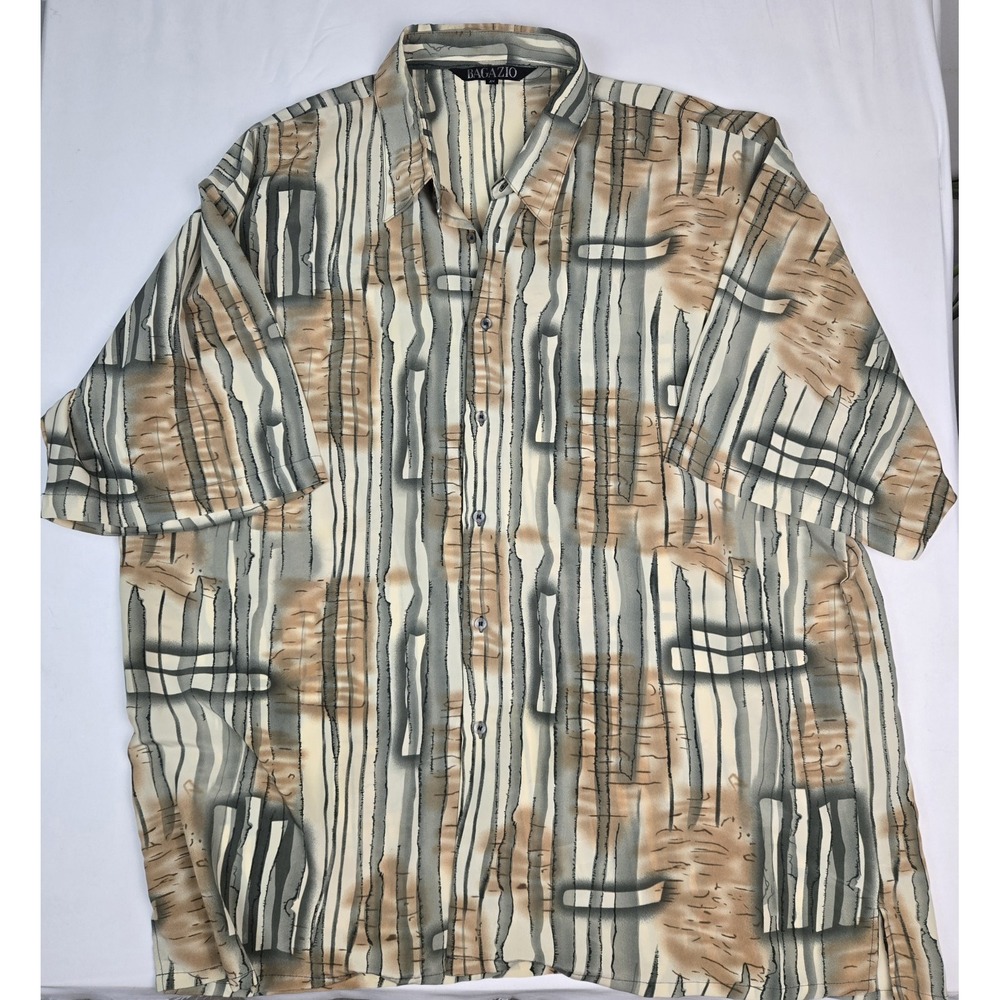 Bagazio Mens button up shirt browns sz 4XL polyester
